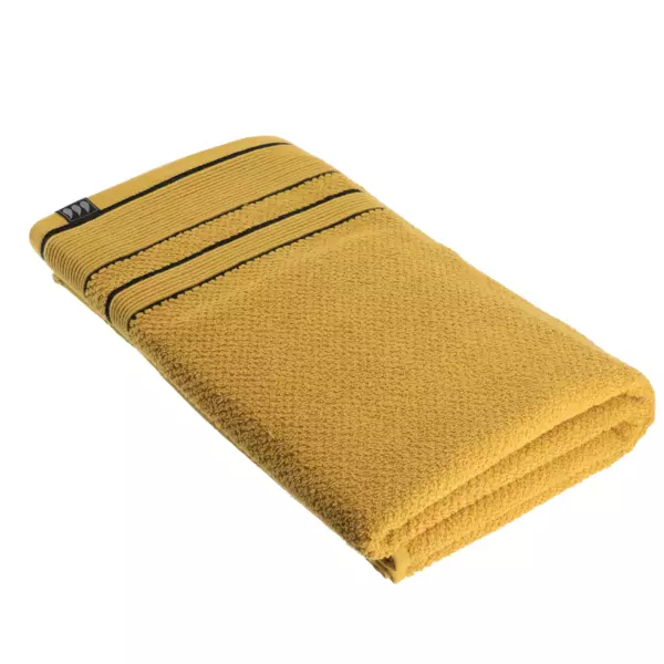 Serviette de bain coton (90 x 150 cm) Black Line Jaune ocre / noir
