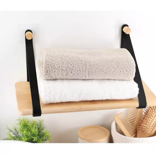 Regal zum Kleben aus Bambus Easy Chic Schwarz