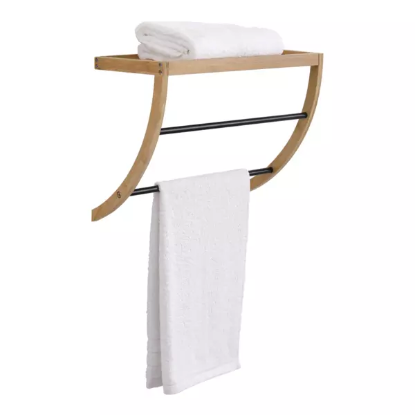 Væghængt håndklædeholder (45 x H34 cm) Bambu Sort