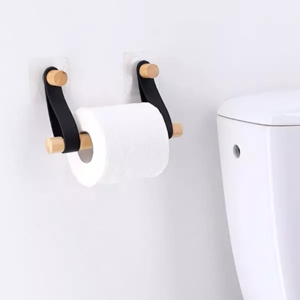 Drouleur de papier toilette adhsif easy Chic simili cuir Noir