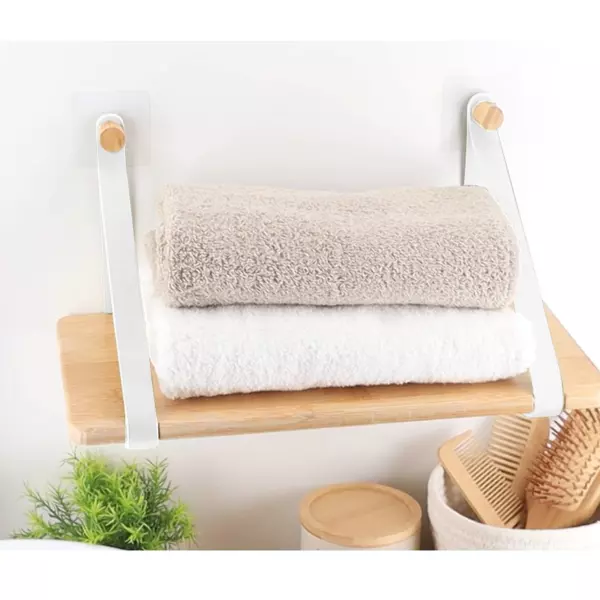 Selvkl�bende bambushylde (40 x H20 cm) Easy Chic Hvid