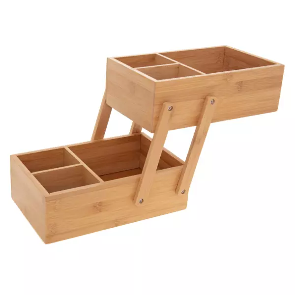 Makeup-organisator i 2 niveauer af bambus