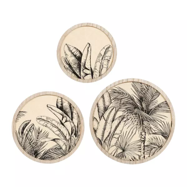 Set van 3 muurdecoraties (D25-30-35 cm) Acapulco Bruin
