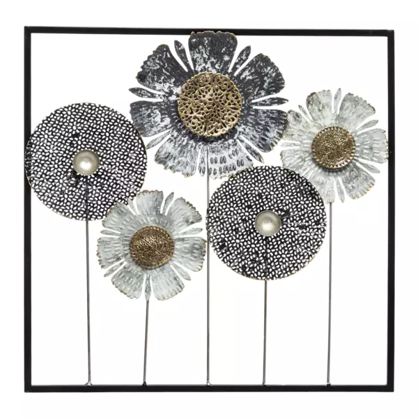 Décoration murale en métal (H50 cm) Floral Queen Argent