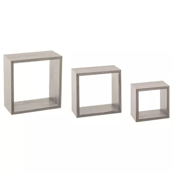 Set van 3 wandrekken Cube Eikgrijs Klein Formaat