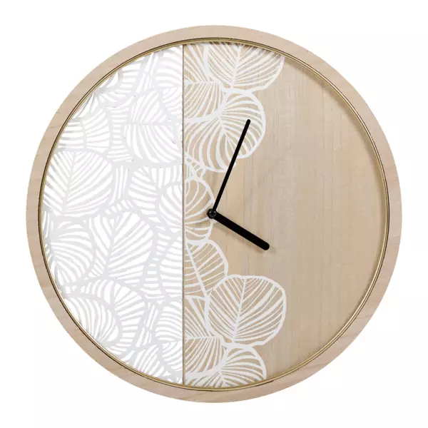 Horloge murale en bois (D40 cm) Calathea Blanc