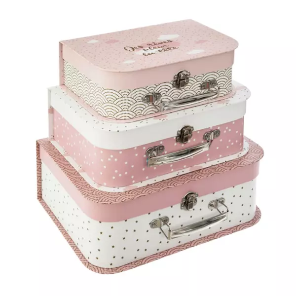 Lot de 3 valises gigognes enfant Douceur Rose