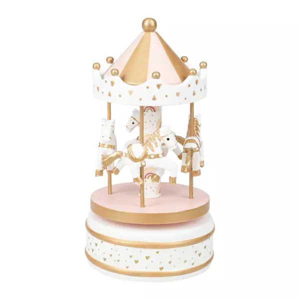 Musikboks til børn i træ (H20 cm) Carousel Pink
