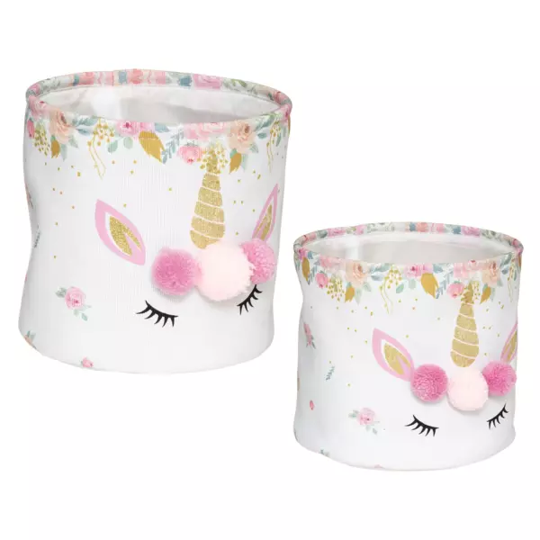 Lote de 2 cestas de almacenamiento Unicornio Rosa