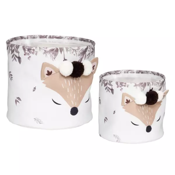 Lot de 2 paniers de rangement enfant Renard Marron
