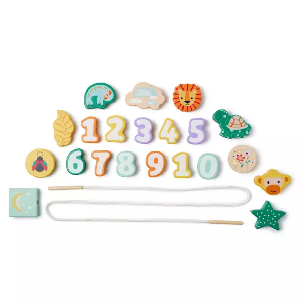 Juego de cuentas de madera Animaux  Multicolor