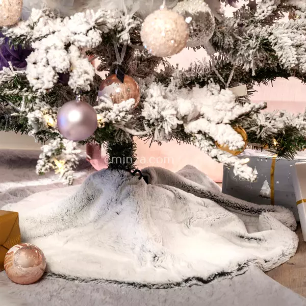 Rond kerstboomtapijt grijs imitatiebont