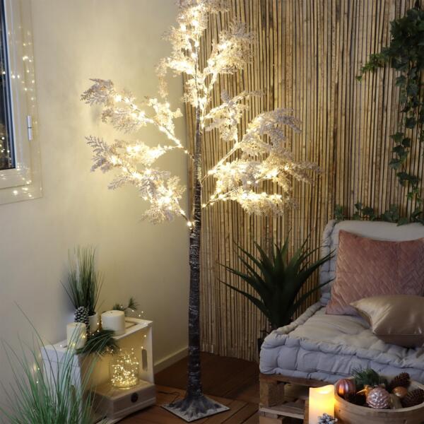 LED-Baum Birke mit weißem Fuß batteriebetrieben Warmweiß - Weihnachtsdeko -  Eminza