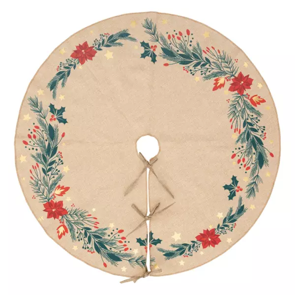 Gonne per Alberi di Natale, 90 cm Tappeto Albero di Natale, Copertura Base per Albero di Natale Rotondo Rosso con Motivo Babbo Natale, per Festa di Natale Partito Decorazione