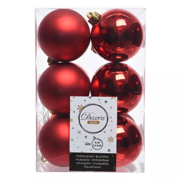 Lote de 12 bolas de Navidad (D60 mm) Alpine Rojo