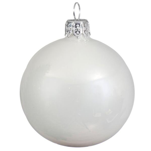 Lot de 3 boules de Noël en verre (D80 mm) Mouchetée Blanc irisé