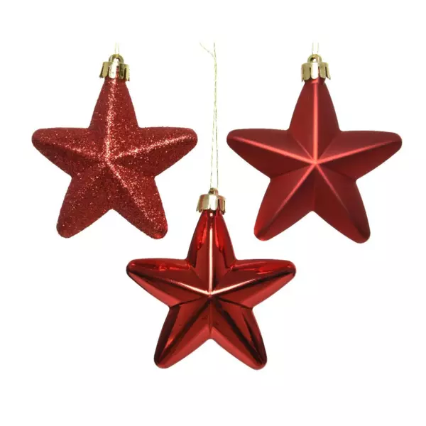 Set van 6 kerststerren Alpine rood