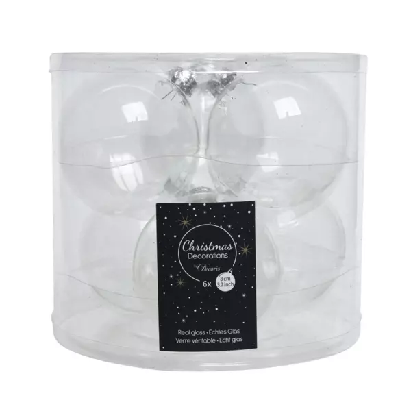 Lot de 6 boules de Noël en verre (D80 mm) Orphée Transparent