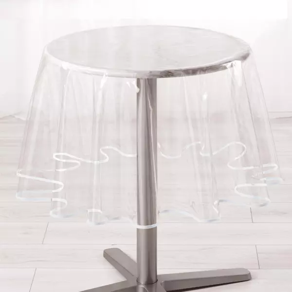 Nappe ronde toile cirée transparente (D180 cm) Garden Blanche