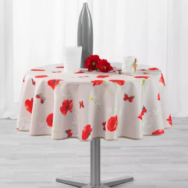 Tafelkleed rond (D180 cm) Sweet Poppy Rood