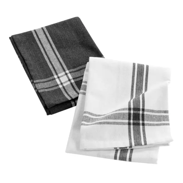 Lot de 2 torchons coton recyclé Cuisiline Gris anthracite