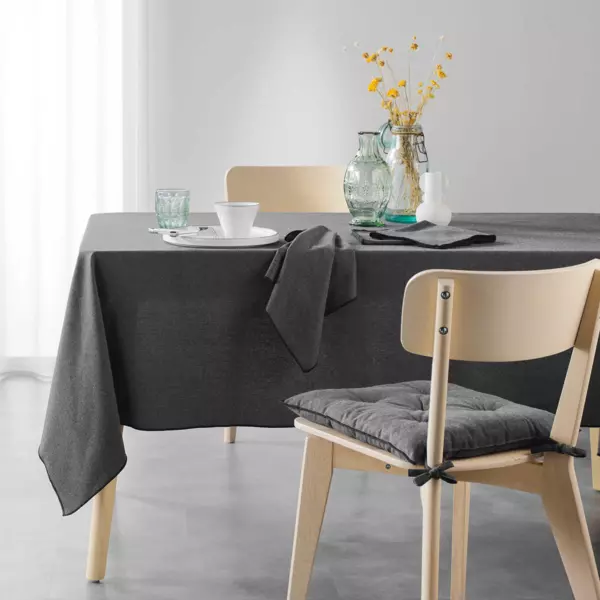 Nappe rectangulaire coton recyclé (L240 cm) Mistraline Gris anthracite