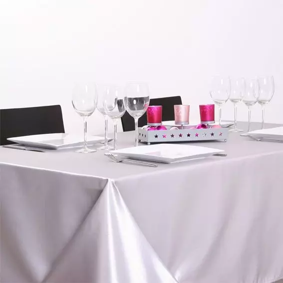 Nappe de Noël rectangulaire (140 x 240 cm) Satin Argent