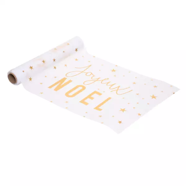 Tischlufer Joyeux Nol Wei und  Gold