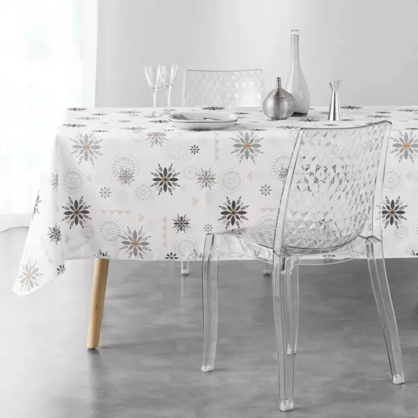 Nappe de No�l rectangulaire (150 x 240 cm) Enchant� Blanc