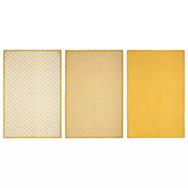 Lot de 3 torchons Geom Jaune ocre