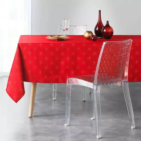 Nappe de Noël rectangulaire (140 x 240 cm) Etoiles Rouge