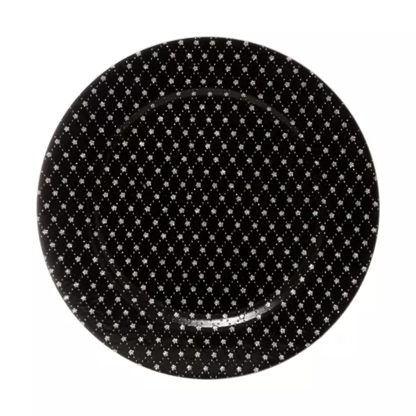 Set van 12 onderborden mini glitter sterretjes Zwart