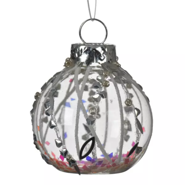 Set van 6 plaatskaartjes of menuhouders Interieur met glitters Transparant