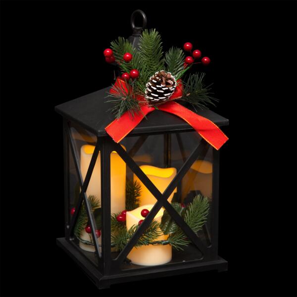 Décoration de Noël LED 3xLED/3xAAA lanterne noire bougies