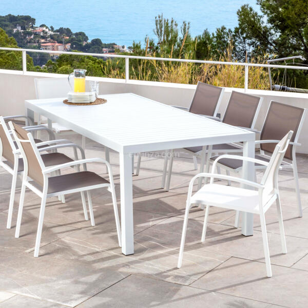 Mesa de jardn rectangular  Aluminio Murano (8 pers.) - Blanco