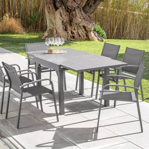 Mesa de jardín extensible Aluminio Murano (Hasta 8 pers.) - Gris pizarra
