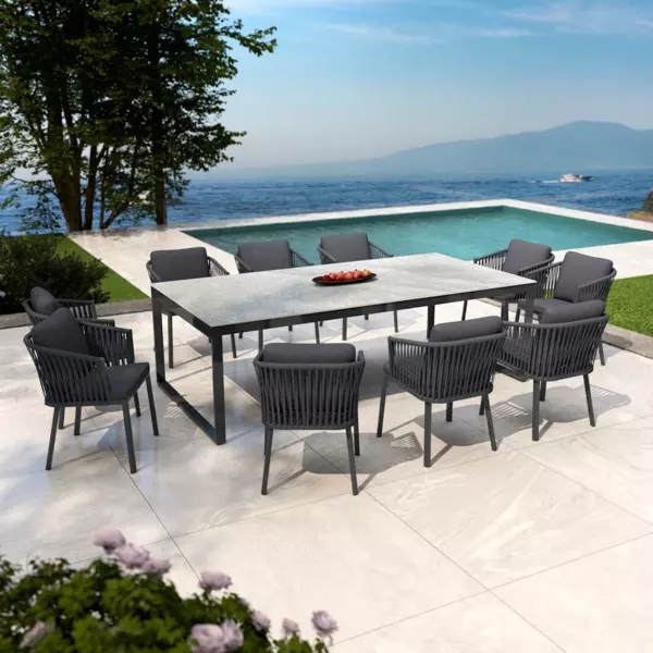 Gartentisch Aluminium/Keramik Kore - bis zu 10 Pers. (240 x 120 cm) - Anthrazitgrau