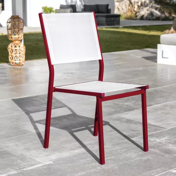Silla de jardín alu apilable Murano - Rojo/Blanco