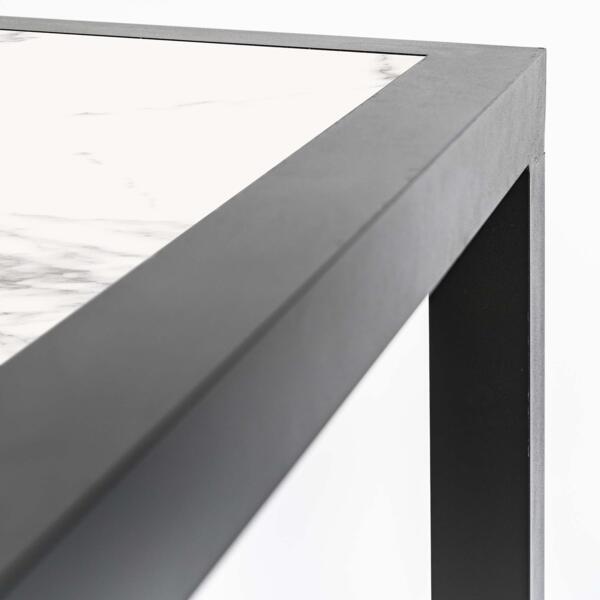 Table de jardin 6 places Aluminium/CÃ©ramique Torano (162 x 87 cm) - Gris anthracite/Blanc 6