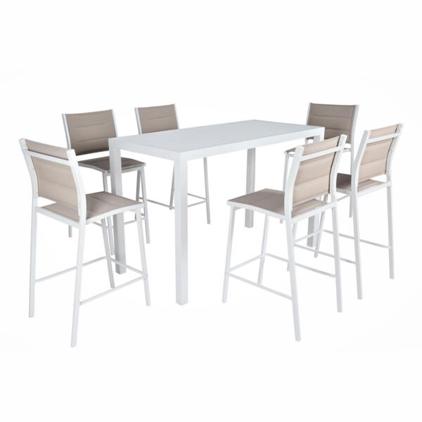 Table Haute 6 places Aluminium Murano - Blanche 7