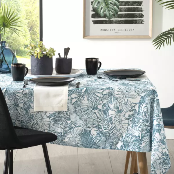 Tafelkleed rechthoekig vlekbestendig (L240 cm) Jungle Groen