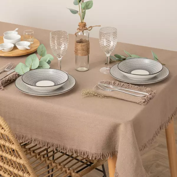Tafelkleed rechthoekig katoen (L250 cm) Maha Beige