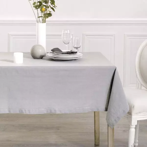 Nappe rectangulaire (L240 cm) Chambray Gris clair