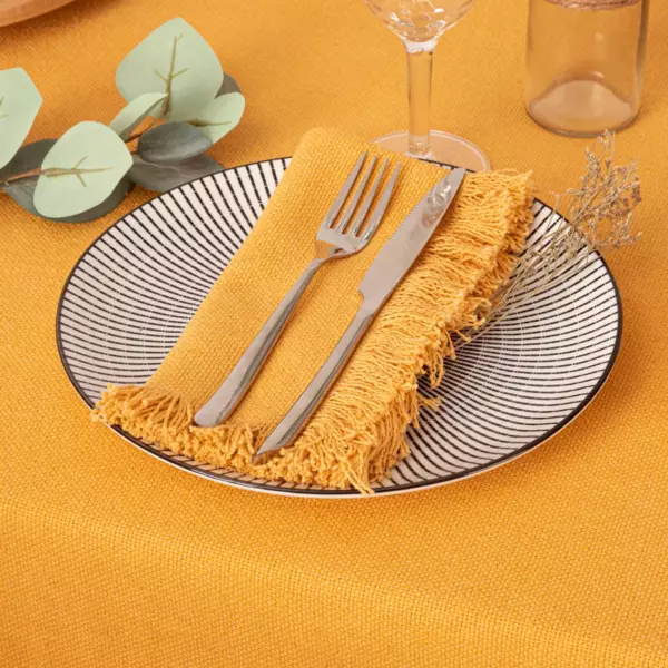 Lot de 2 serviettes coton (40 x 40 cm) Maha Jaune ocre