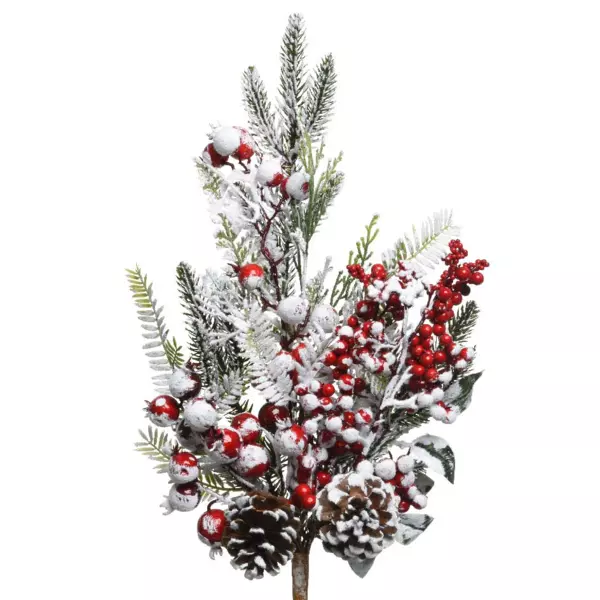 Branche de Baies givrées (50 cm) Rouge enneigé
