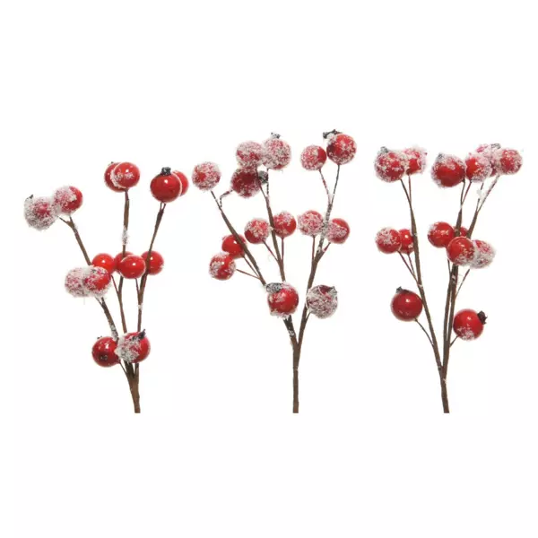 Lot de 3 branches de baies (15 cm) Romancia Rouge enneigé