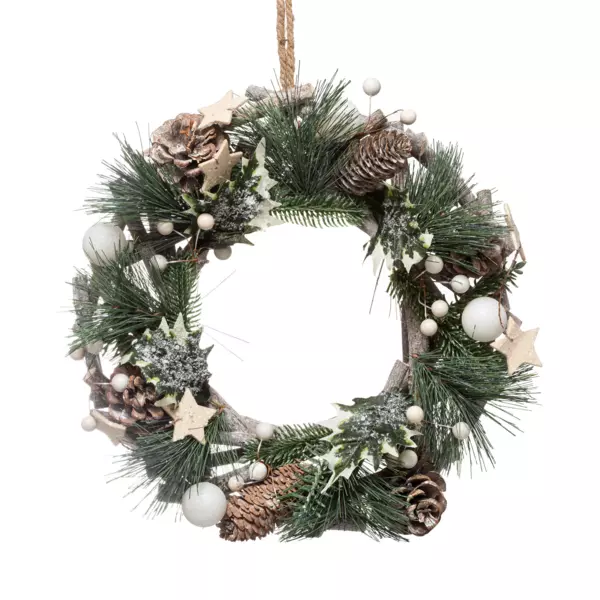 Versierde kerstkrans Takken en sterren