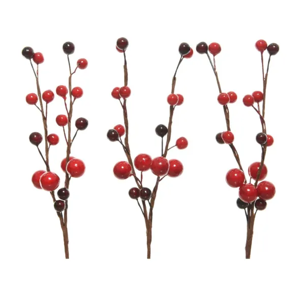 200 Baies Décoratives Noël - 12 Mm - Branches Givrées - Pour Couronne, Sapin, DIY - Lot De 100 Tiges - 5