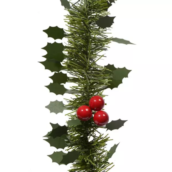 Geschmückte Girlande Stechpalme & Beeren Tannengrün