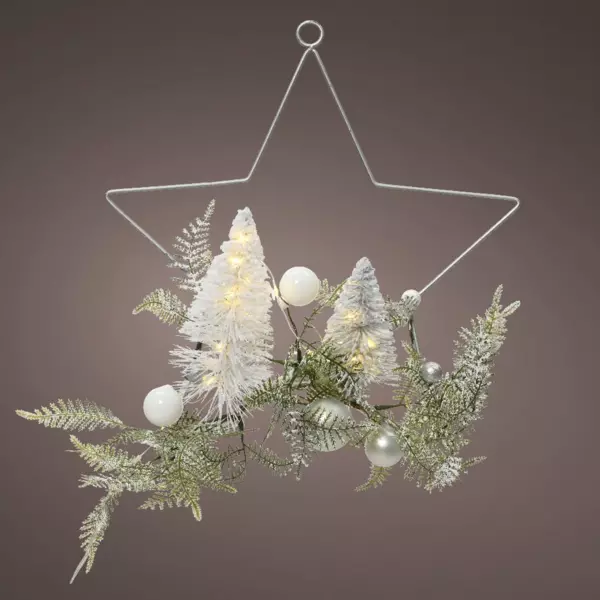 Corona de Navidad luminosa Etoile brillante Plata